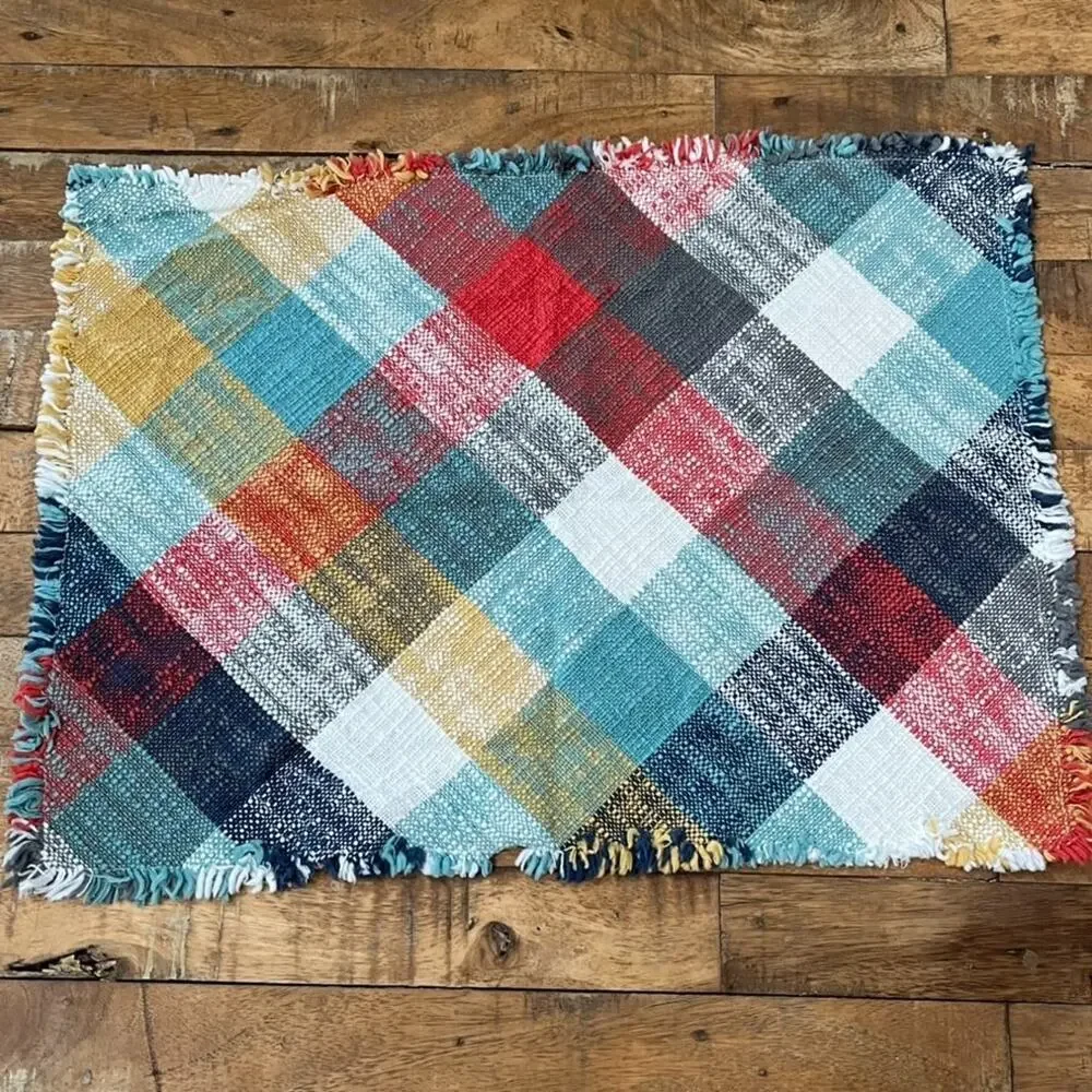 Threshold Cotton Multi-Color Woven Plaid Placemats 18